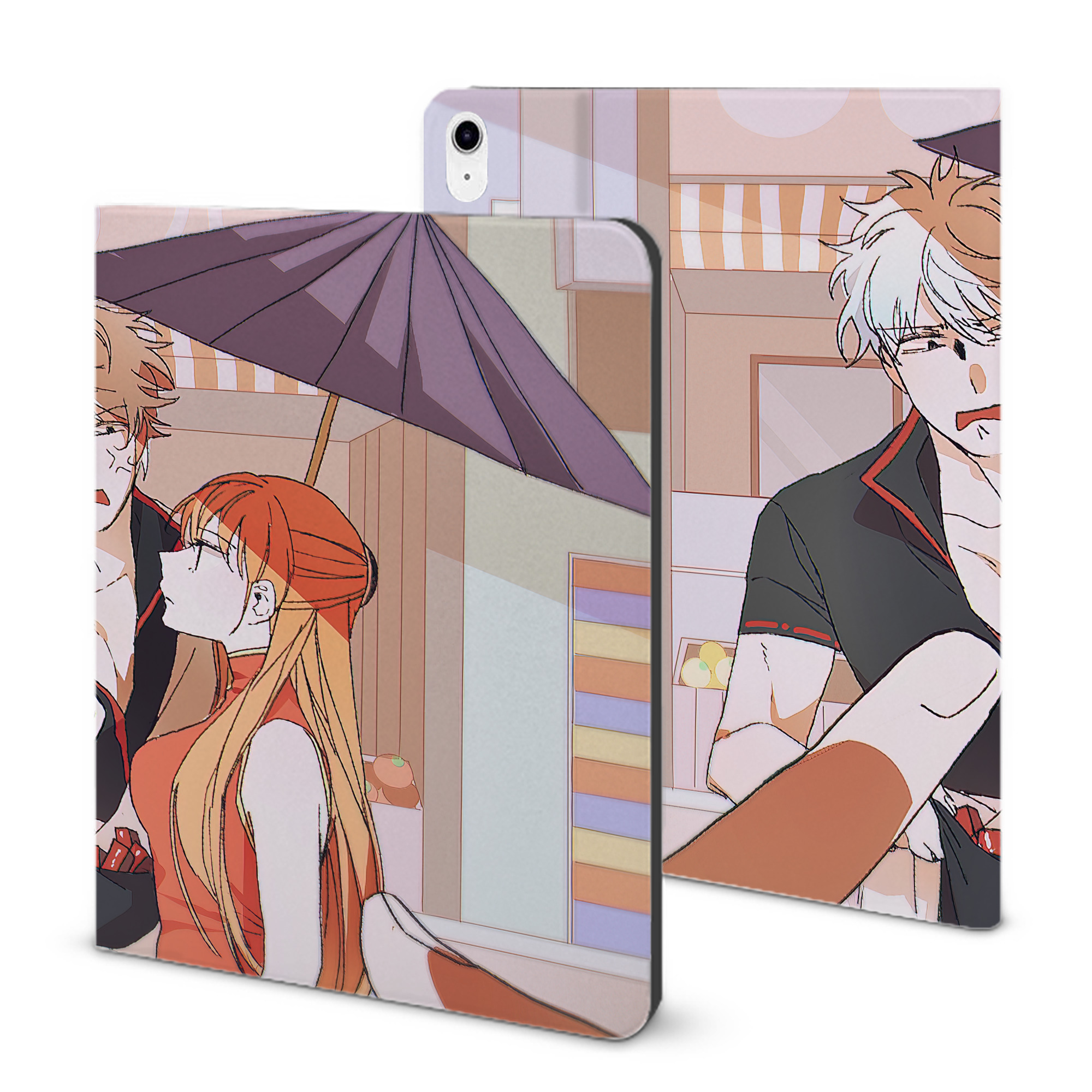 （画像用） ぎんたま 坂田銀時（さかたぎんとき） 神楽 志村新八（しむら しんぱち） GINTAMA Sakata Gintoki Kagura Shimura Shinpachi IPad ケース ブック型 PUレザー TPU 耐衝撃 軽量 薄型 ペン収納なし 全面保護 IPad 各モデル対応